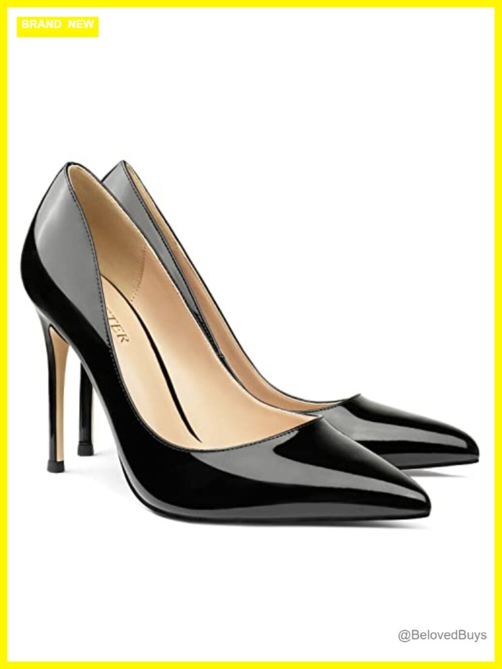 Women's Pointed Toe Stiletto Pumps 4 Inch Slip On Dress Shoes Faux Leather